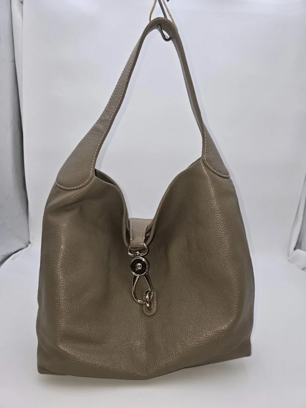 Dooney & Bourke Taupe Pebbled Leather Hobo Shoulder Bag